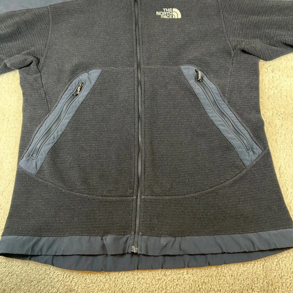 The North Face Summit Series Fleece Jacket Mens L Navy Blue Full Zip Softshell